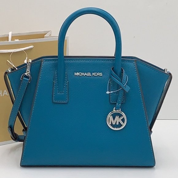 Michael Kors Avril Small Leather Top-Zip Satchel Lagoon color - Picture 7 of 16
